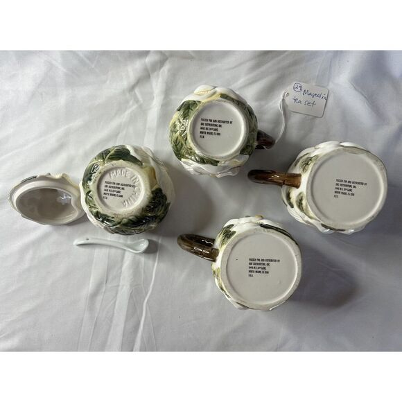 Vintage Magnolia Sugar And Creamer Set W/ 2 Tea Mugs Southern Charm Old Money - Picture 8 of 8